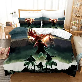 

Bedding Set 2/3 Piece Set Anime Attack On Titan Printing Bedding Set Microfiber Duvet Cover Set Comforter Cover Pillowcases