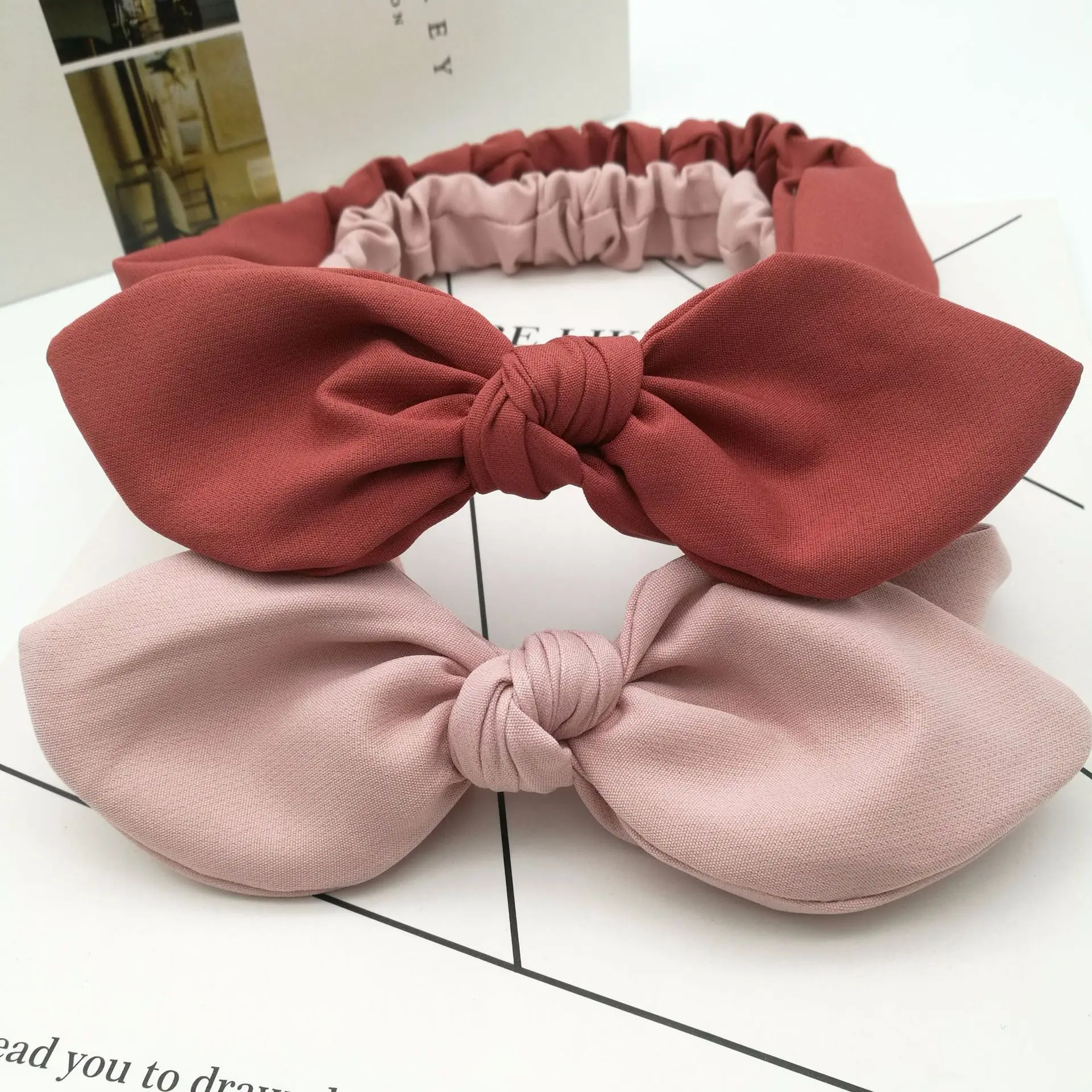 

1PCS Solid Color Bunny Ears Headband Women Knotted Bow Hairband Female Stretch Rabbit Ear Hair Band Headdress Hair Accessories