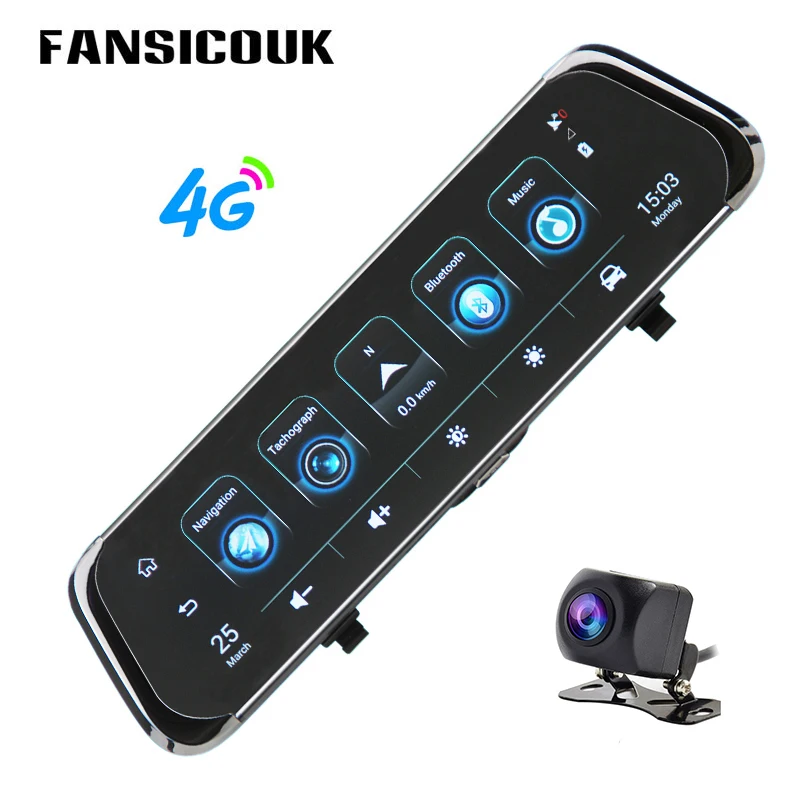 Автомобильный видеорегистратор FANSICOUK 4G ADAS 10 дюймов Android HD 1080P зеркальная камера GPS