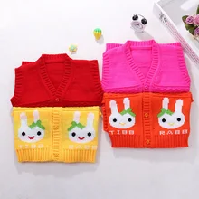 Весенняя детская одежда с кроликом; вязаный детский жилет; Модные топы для детей; Одежда для младенцев