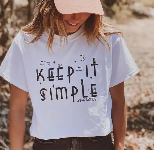 Футболка унисекс из 100% хлопка с надписью Keep it Simple art | Женская одежда