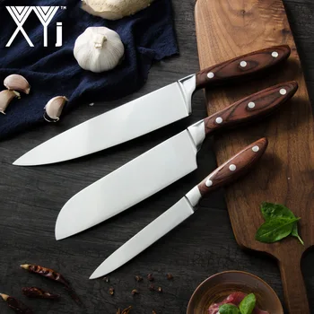 

7CR17 High Carbon Stainless Steel Kitchen Knife Set 3Pcs Japanese Chef Santofu Utility Knives Set Meat Cleaver Vegetable Fruit