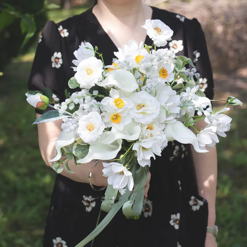 ao ar livre branco bouquets casamento coreano