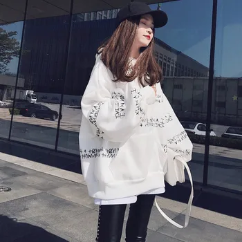 

Casual Long-sleeved Thick Pullover Fashion Letter Print Women Hoodies Loose Autumn Sweatshirts