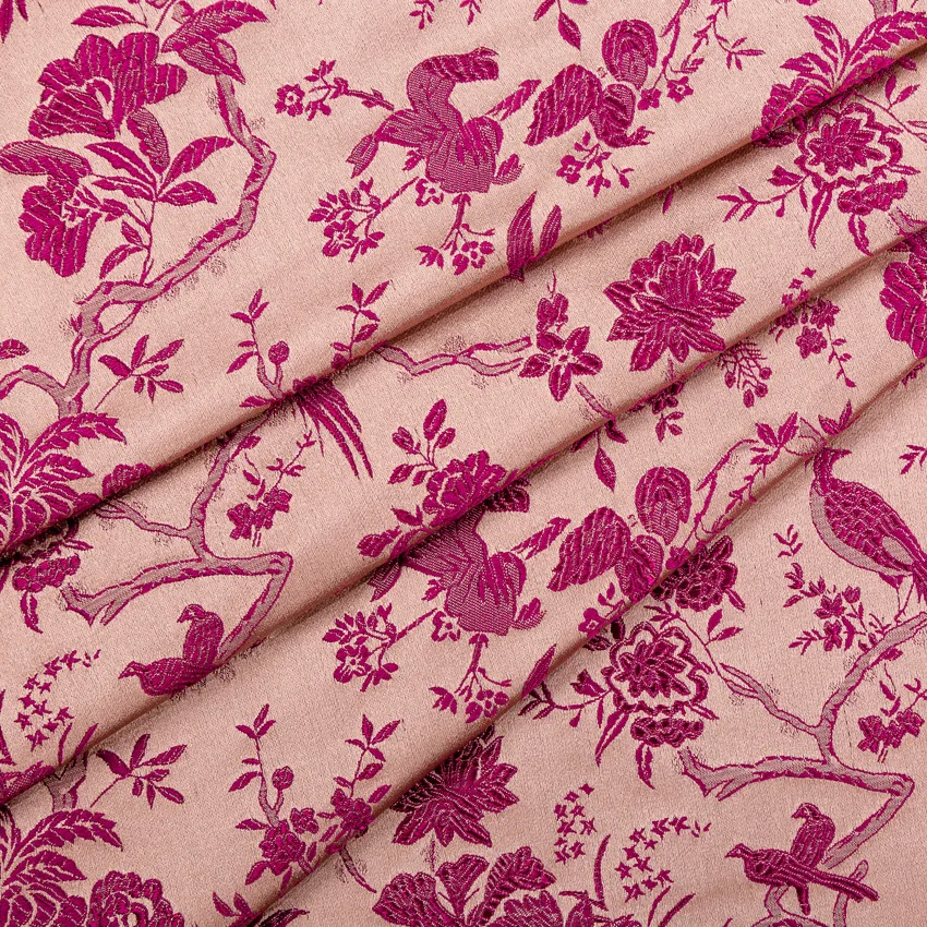 Dark Pink Классический полиэстер, парча, жаккардовая ткань с вышивкой дизайн китайский дизайн элегантное платье ткань - Цвет: Dark Pink