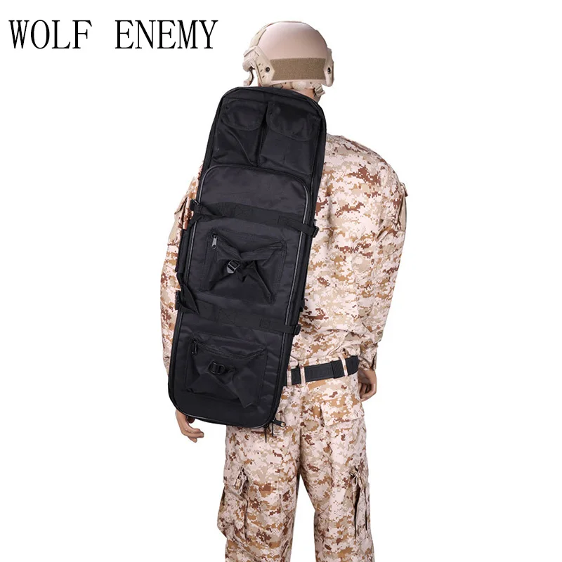 

85CM Outdoor Tactical Bag Dual Rifle Hunting Shooting Airsoft CS Game with Shoulder Strap Black and Olive Drab for Optional