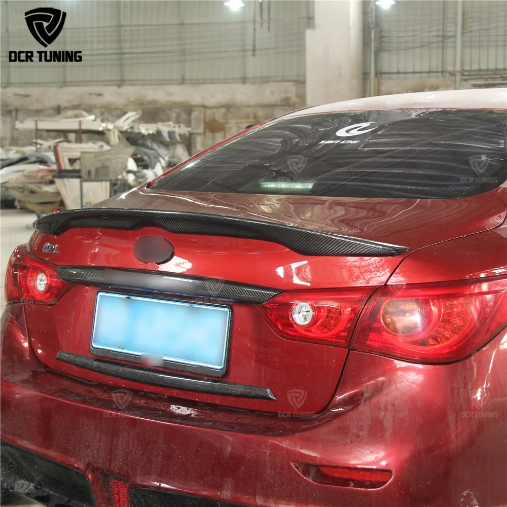 Carbon Rear Lips For Infiniti Q50 Q50S Carbon Spoiler 2014 2015 Q50 Fiber Rear Trunk Wing Spoiler Fiber