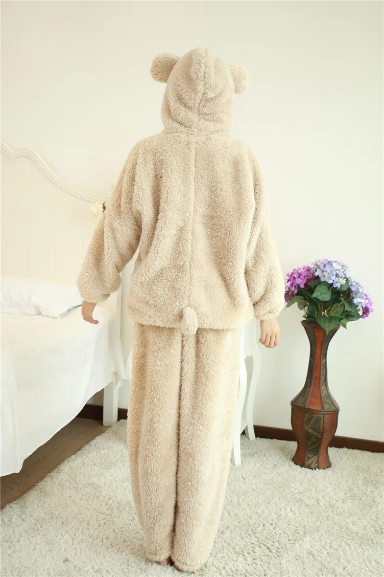 Зимняя женская пижама, милая Толстая шерстяная плюшевая Пижама ...