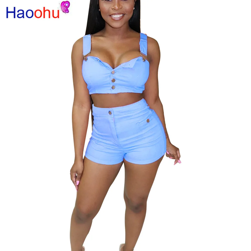 Женский джинсовый комплект из двух предметов неоновый короткий топ на тонких