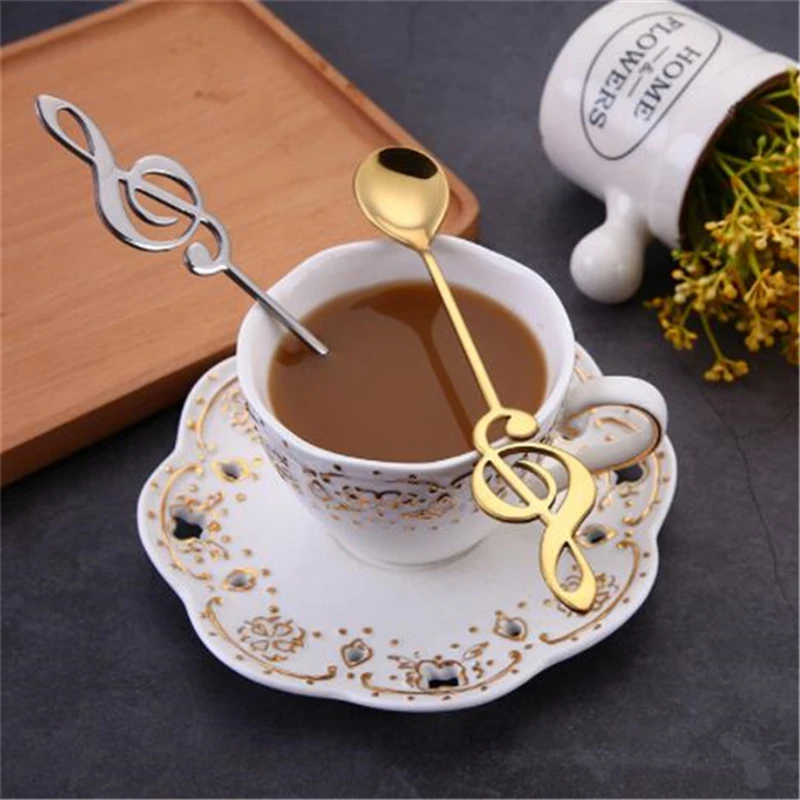 

Creative Stainless Steel Musical Note Dessert Spoon Coffee Stir Milk Tea Ice-cream Durable Scoop Exquisite Tableware Gift