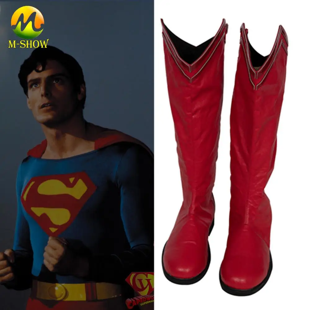 BUY PRODUCT New Superman Cosplay Costume Shoes Superman Red Boots