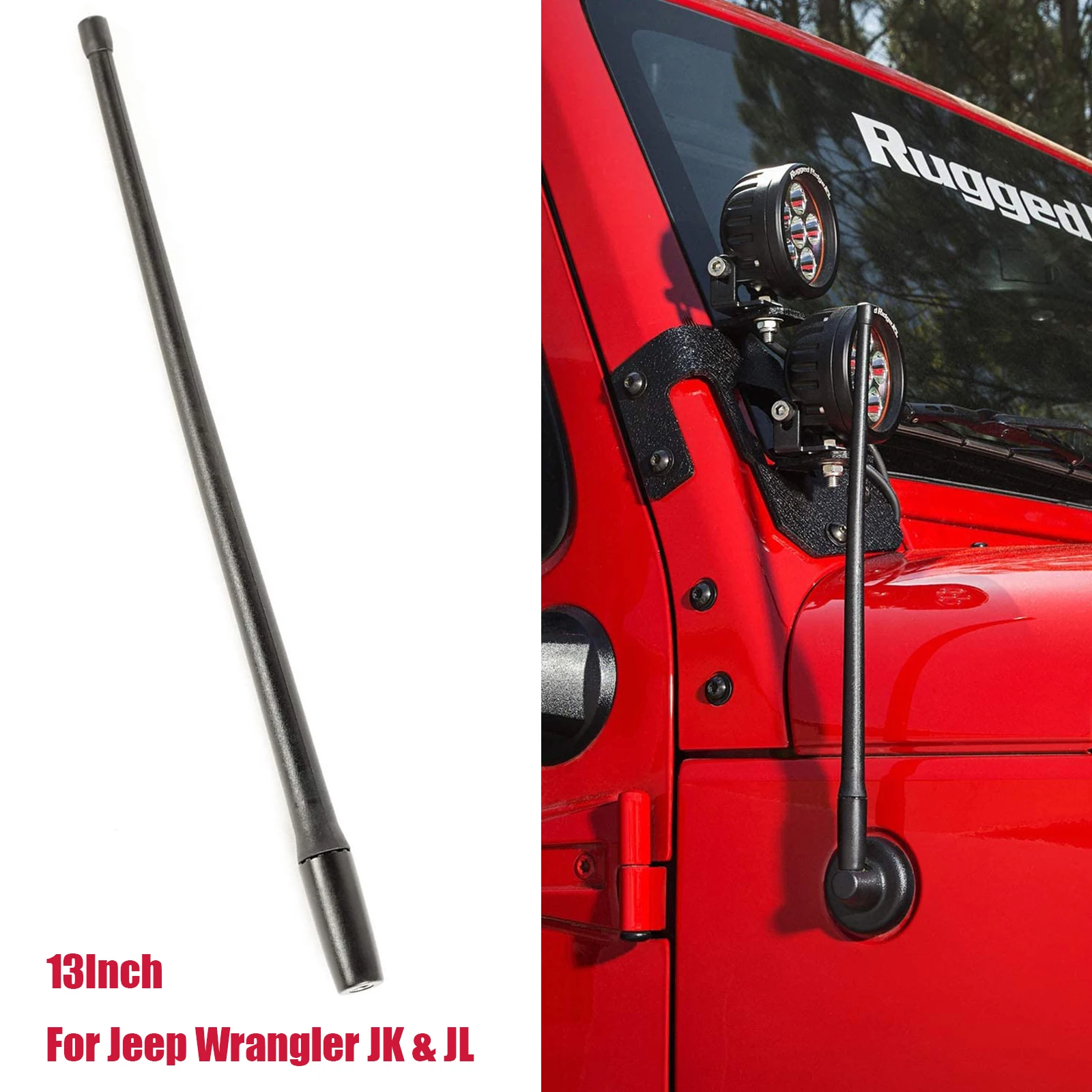 Antenna Per Jeep Wrangler Jk Jku Jl Jlu Rubicon Marocco Gladiator 13 Pollici Ricezione Albero Adattatore Accessori Auto 2007-2021
