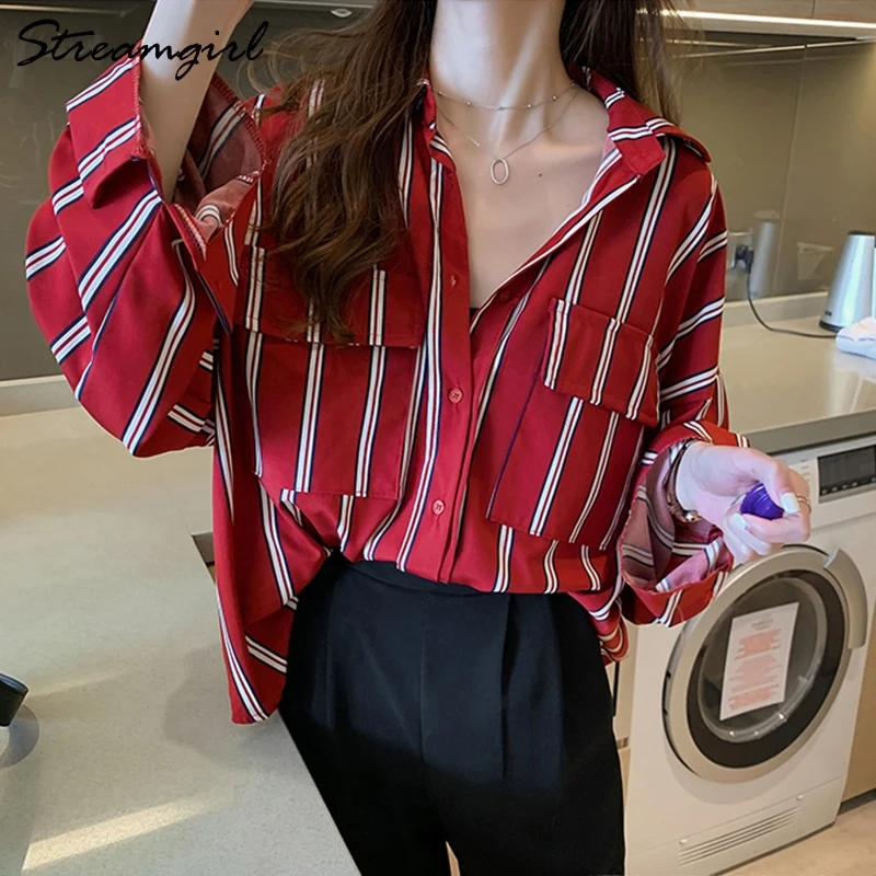 plus size red striped shirt