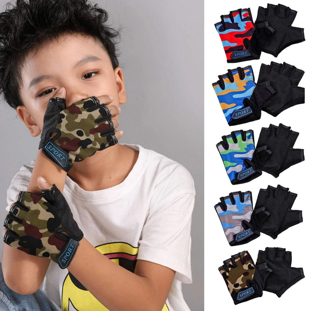 Children Cycling Gloves Kids Half Finger Gloves Bicycle Gloves Elastic