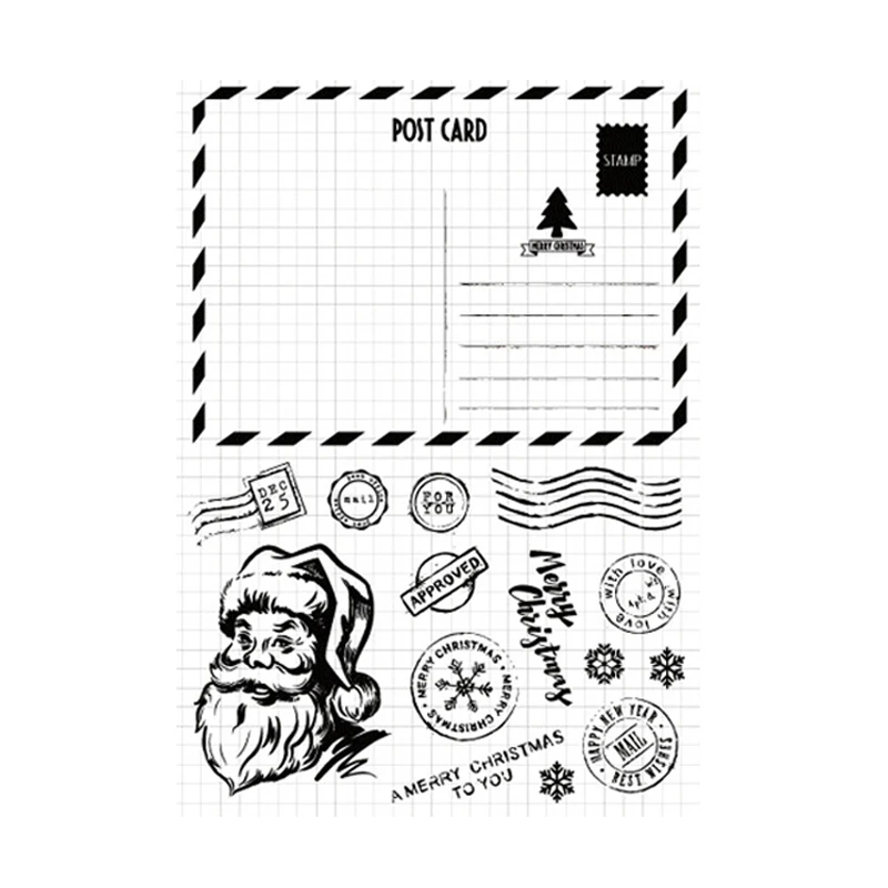 

Clear Stamps Christmas Post Card Transparent Stamps for DIY Scrapbooking Card Making Album paper Craft Decoration New 2019 Stamp