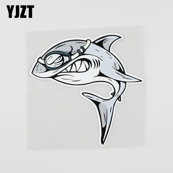 

YJZT 13.9CMX14CM Fierce Animals Swimming Sharks Car Sticker Decal 13B-0117