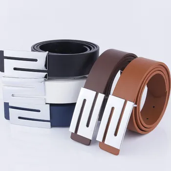 

New Fashion Men's Black Bottom S Letter Buckle Belt Pull Out Large S Letter Smooth Buckle Belt