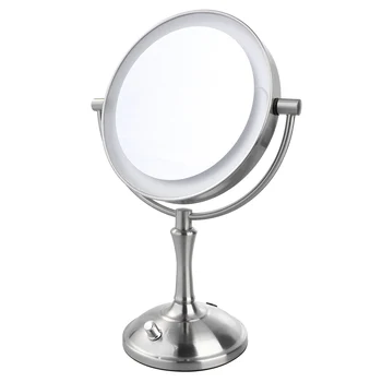 

1pc Desktop Vanity Mirror Espejos Cosmetic Mirror Double Side Amplification Makeup Mirror With LED Light (Silver Rotary Switch)