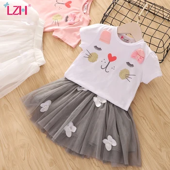 

Toddler Children Clothing Cartoon T-shirt+Skirt 2pcs Outfit 2020 New Summer Baby Girls Clothes Suit Kids Tracksuit For Girls Set
