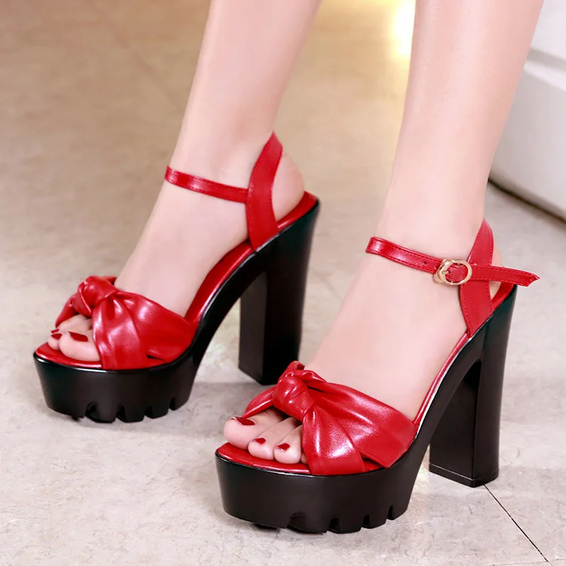 Плюс Size33 43 блок босоножки на высоком каблуке Женская обувь платформе 2021 летняя с