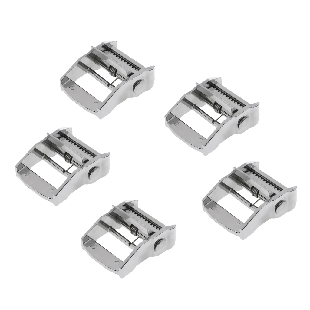Silver 5 Pieces Kayak Cam Tie Down Strap Luggage Cargo Lash Backpack Belt Aluminum Metal Buckle 38mm 1.5'' Toggle Clip - Цвет: Silver