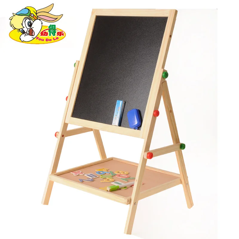 

Wooden Children Double-Sided Magnetic Blackboard Drawing Board Multi-functional-in-Drawing Board Braced Writing Board