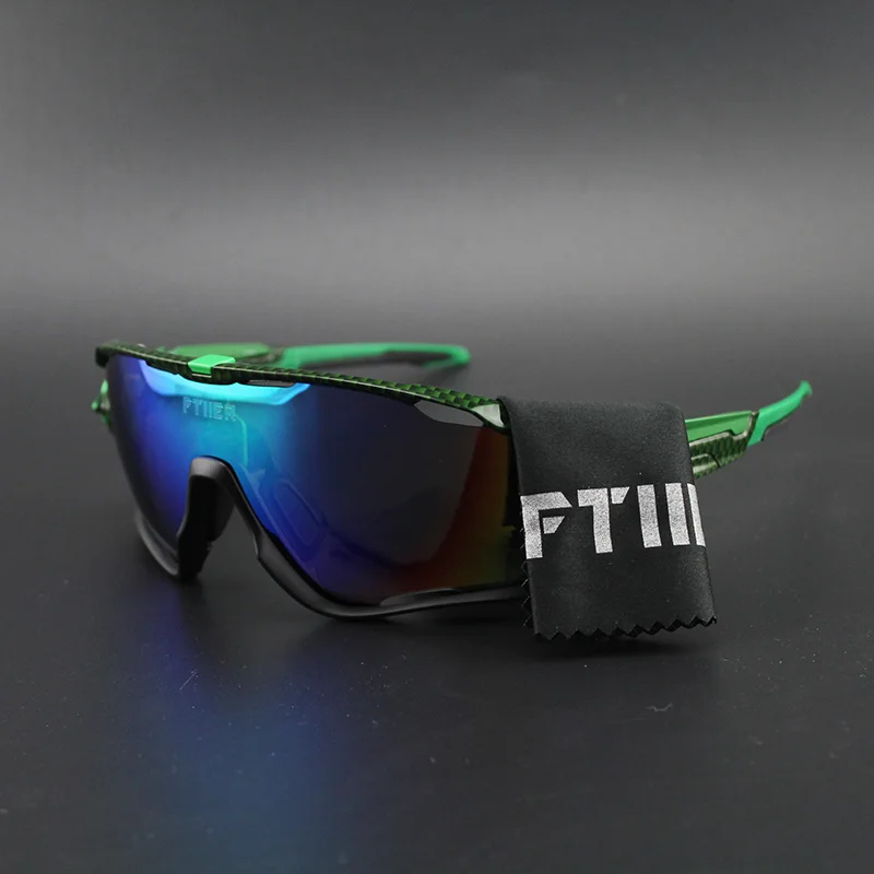 Очки для велоспорта с 5 линзами, мужские очки для горного велосипеда, очки для велоспорта TR90, спортивные поляризованные солнцезащитные очки для спорта на открытом воздухе - Цвет: Green plaid