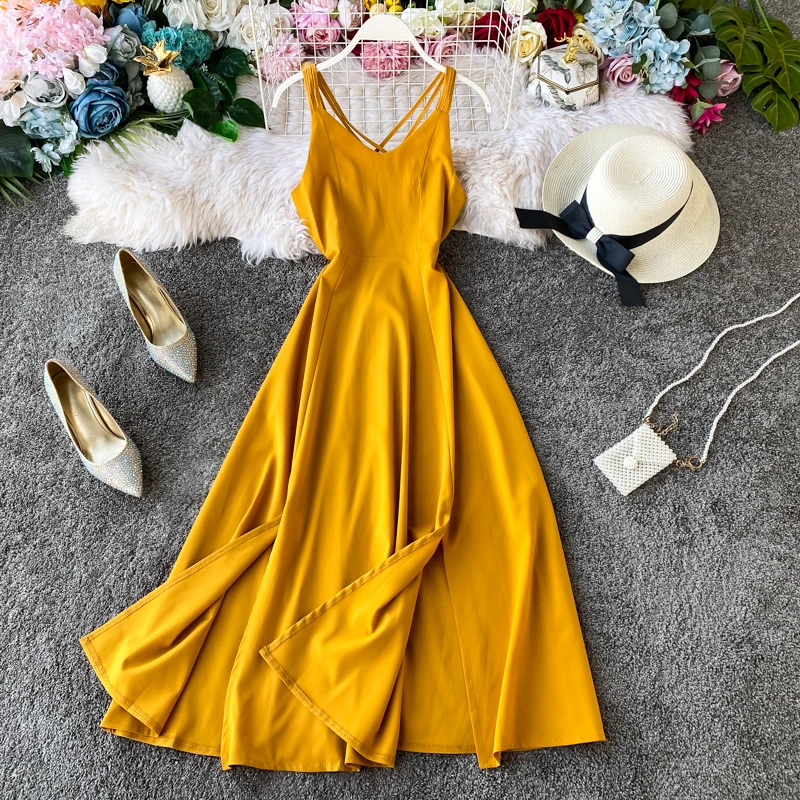 Платье SINGRAIN женское длинное пляжное пикантный Однотонный сарафан в богемном