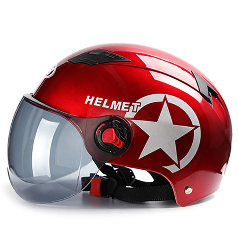 Мотоциклетный шлем скутер велосипед Открытый полубейсбольный шлем УФ Защита Защитный шлем мотокросс шлем многоцветный - Цвет: Красный