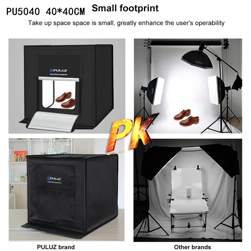PULUZ 40*40 см светильник-бокс Мини светодиодный софтбокс для фотостудии коробки для фотографий складной софтбокс светильник ing Studio стрельба палатка