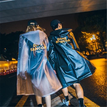 

Transparent Raincoat Women Rain Coat Men Long Poncho Hooded Rainwear EVA Impermeable Waterproof Rain Cover Adult Fashion Cool