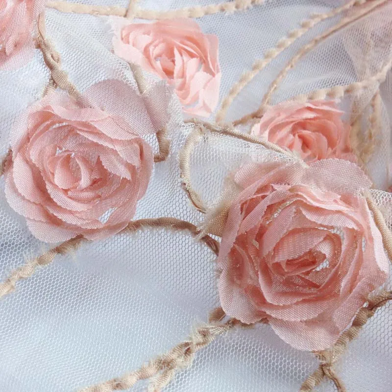 3D африканская кружевная ткань, Diy швейная одежда, шифоновая кружевная ткань для платья, сетка, тюль, Лоскутная вышитая кружевная ткань