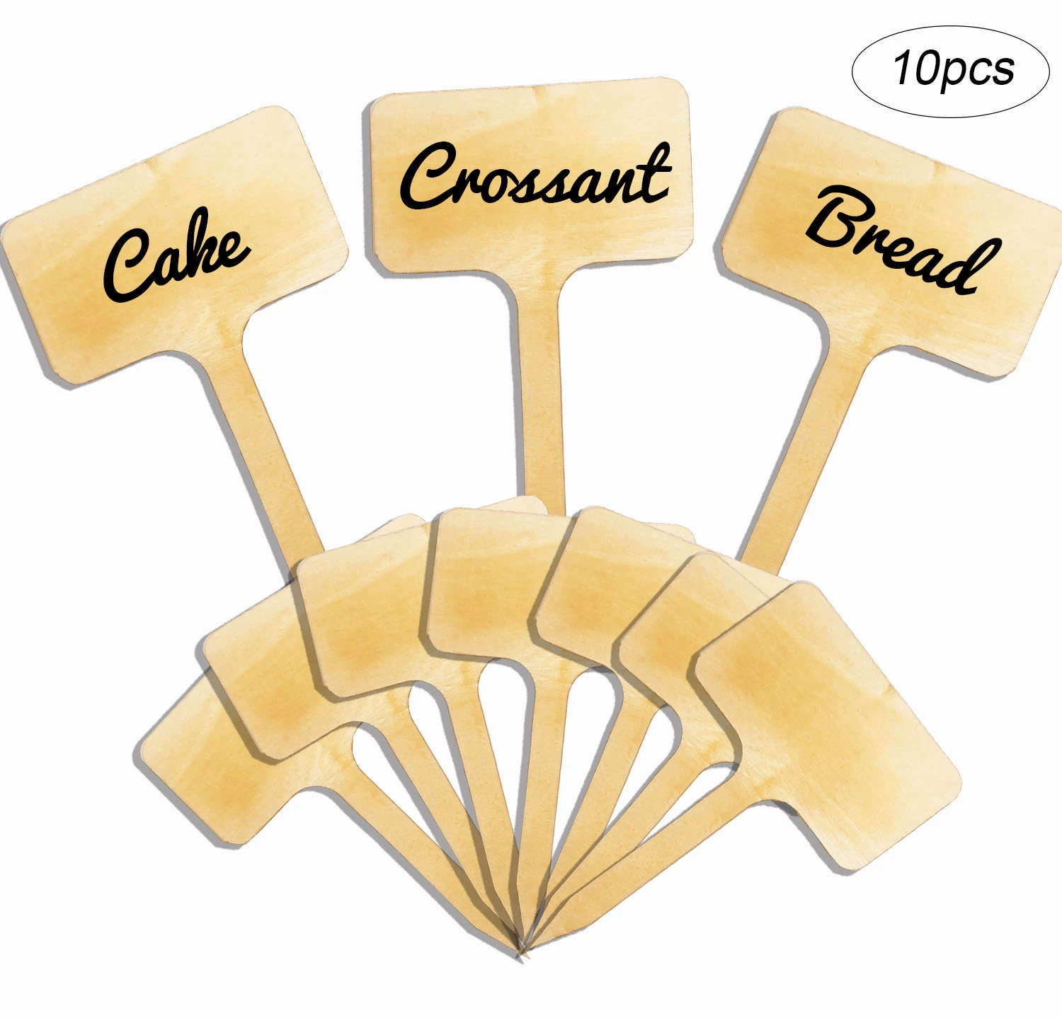 10 Pieces Wooden Sign Blank Cupcake Picks Cake Toppers Cheese Markers Buffet Labels for Charcuterie Board Food Tags Signs