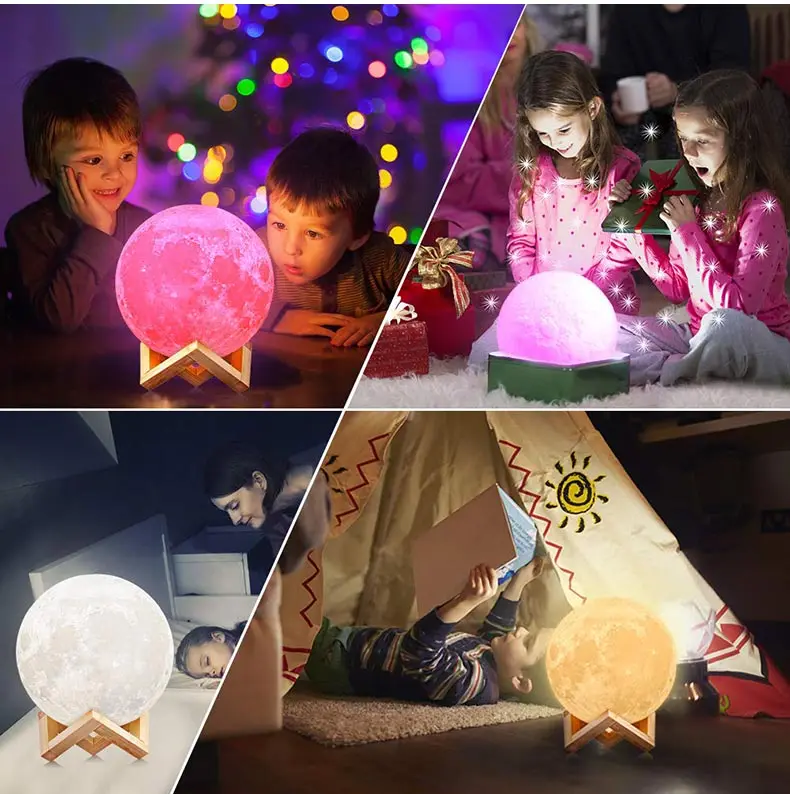 Дропшиппинг 3D принт луна лампа Красочные Изменение сенсорный Usb светодиодный ночник домашний декор креативные подарки ко дню рождения