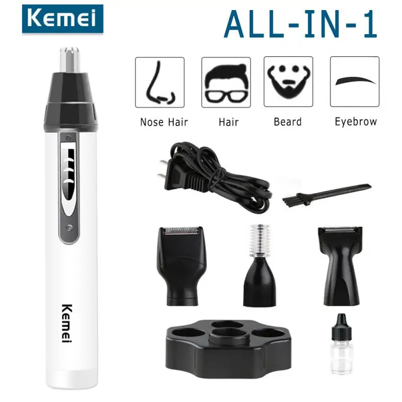 

KEMEI KM-6650 Rechargeable Razor Haircut 4 in 1 Nose Hair Eyebrow Trimmer ABS Wireless Multi-function Silver Hair clipper