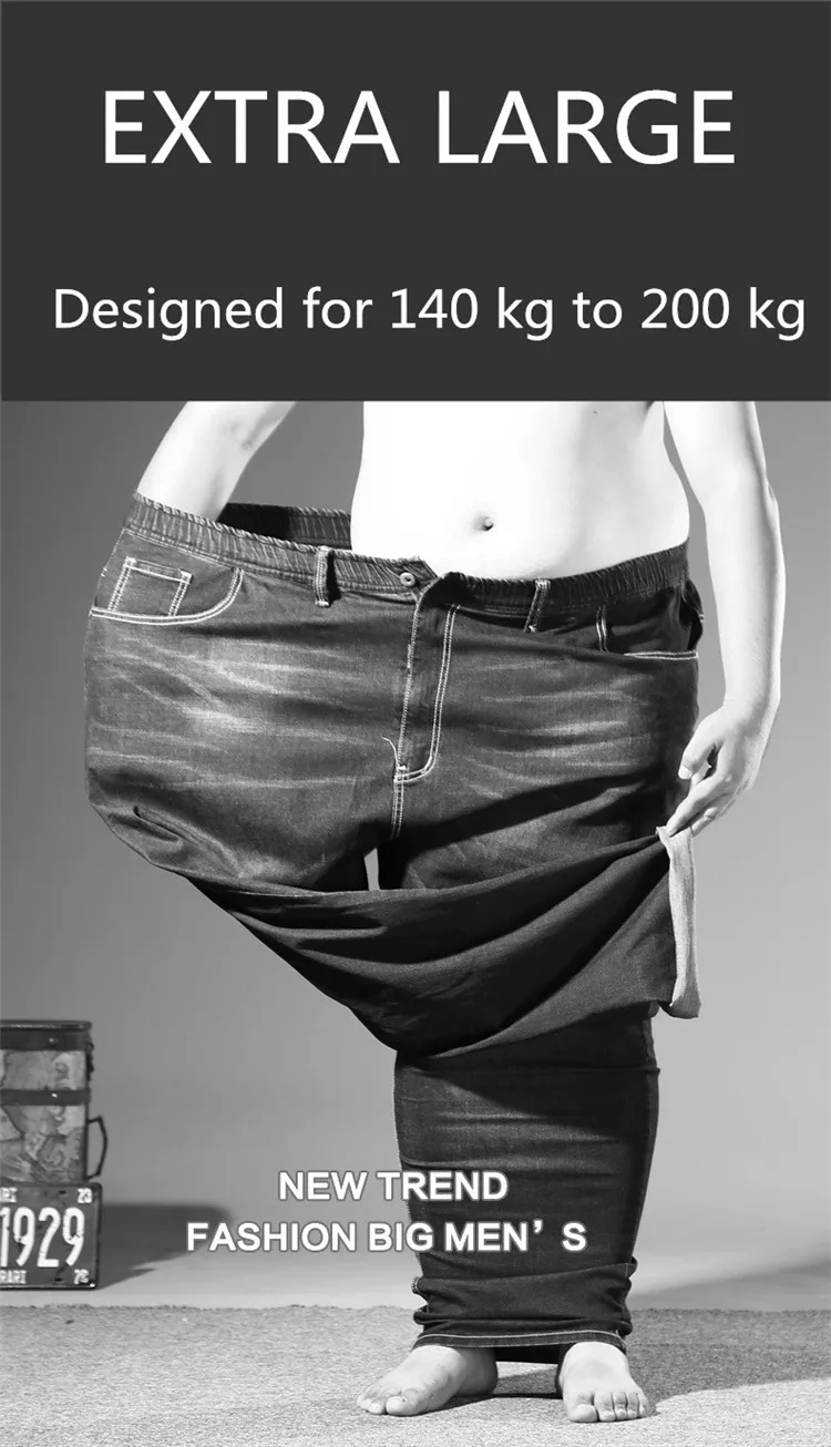 Джинсы зимние мужские прямые толстые брюки супер большие мужские s джинсы специально для 140 кг до 200 кг джинсовые мужские s плюс размер 8XL