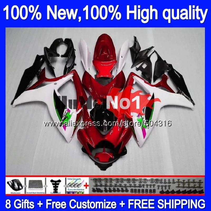 Корпус для SUZUKI GSX R600 GSX-R750 GSXR 600 750 CC 06 07 2006 2007 16MC137 GSXR-600 K6 GSXR600 GSXR750 06 07 белые, красные обтекатели