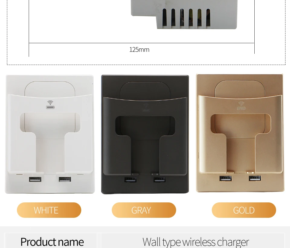 5 в настенное Беспроводное зарядное устройство Быстрая зарядка ультра-тонкая панель с двумя usb-портами QI настенная розетка для беспроводной зарядки мобильного телефона