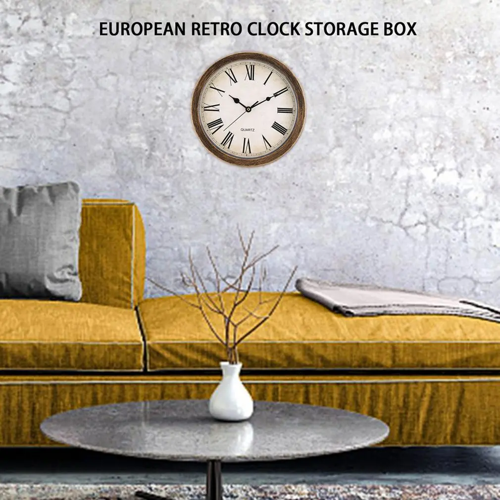 Vintage Wall Clock Safe Box Hidden Secret Storage Box Wall Clock Safe Money Jewelry Valuables Storage Box Home Decoration