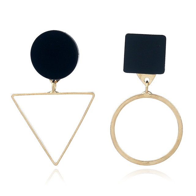 Statement Black Acrylic Drop Earrings for Women 2019 Fashion Jewelry Vintage Geometric Gold Asymmetric Earring