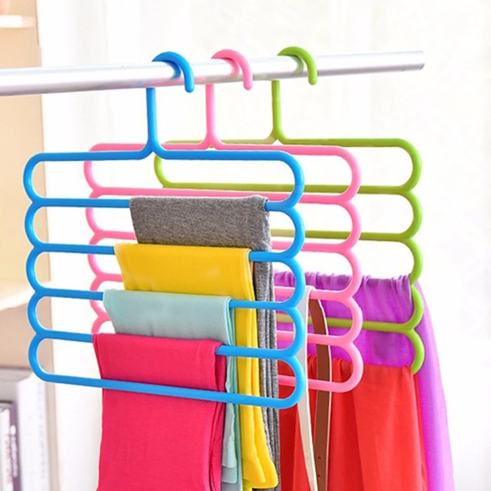 

5 Layers Non-slip Multi Functional Clothes Hangers Pants Storage Hangers Cloth Rack Scarf Tie Rack Space Saving Organizer