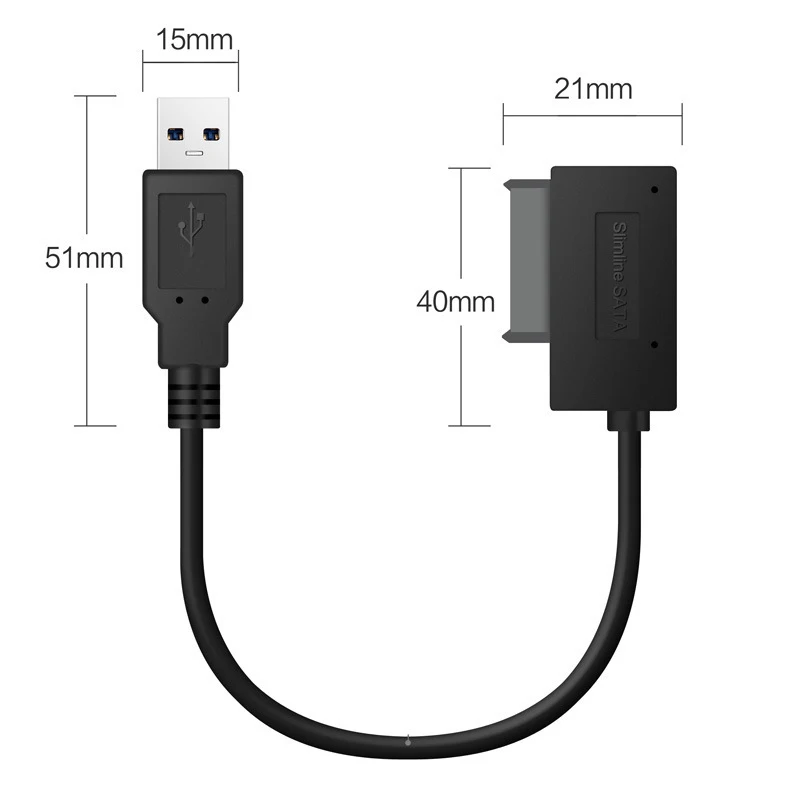 USB 3.0 To Sata II 7+6 Adapter Support Laptop CD/DVD ROM Slimline Drive 13 Pin Sata II Cable Sata USB Cable for Optical Drives