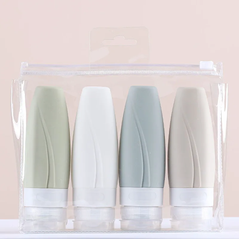 

1/3/4PCS Silicone Refillable Bottles Travel Storage Bottle 60/90ML Cosmetic Lotion Shampoo Shower Gel Portable Bottling