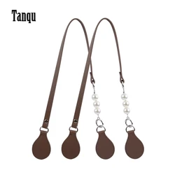 Tanqu New 80cm Long Handles Faux Leather Flat PU Belt and Drops with Pearl Shape Decoration for OBag for EVA O Bag