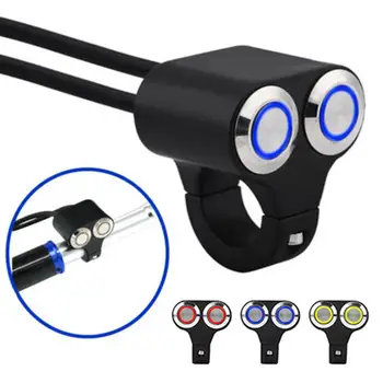 

25mm Motorcycle Handlebar Manual-return Button LED Light Lamp Control Switch Automobile Electric Accessories