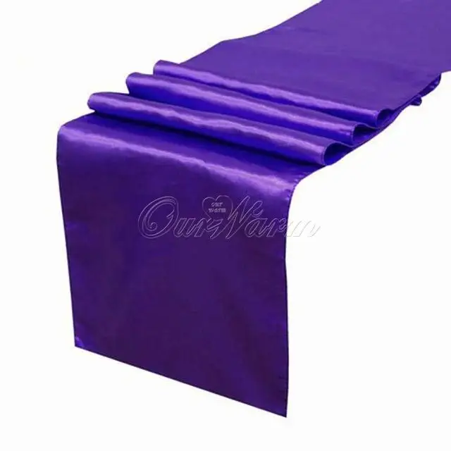 OurWarm Satin Table Runners for Wedding 12\"x108\" Multi Colors for Wedding Table Decoration Event Party Supplies Home Textile - Цвет: purple