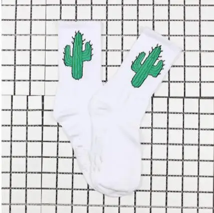 Harajuku пламя носки с динозаврами мультфильм Узорные Носки - Цвет: Cacti WHITE