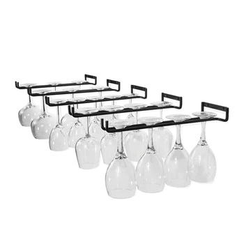 

5 Pcs Stemware Wine Glass Storage Rack,Wall Mountable Kitchen Storage Rack ,Black,11 Inch / 30cm