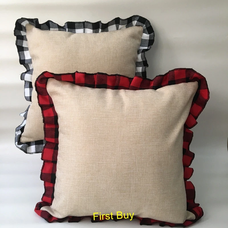 plaid ruffle pillow cover (1)