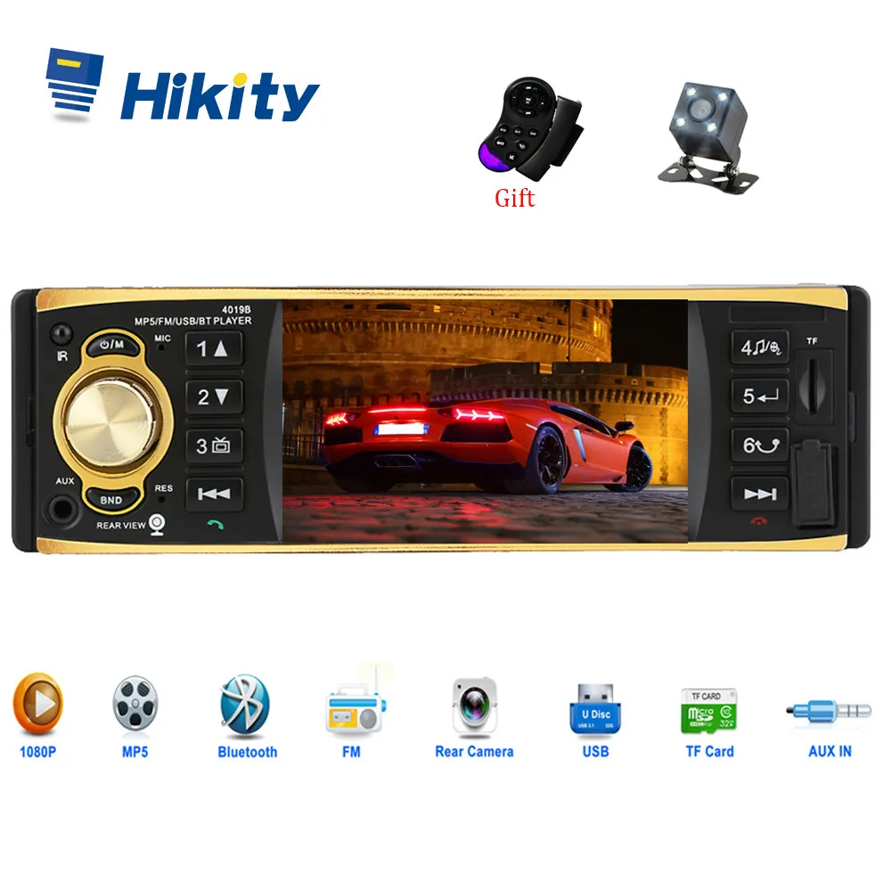 Billige Hikity 1 Din Auto Radio 4019B Audio Stereo USB AUX FM Bluetooth Radio Station MP3 Player mit Rück Kamera Fernbedienung control